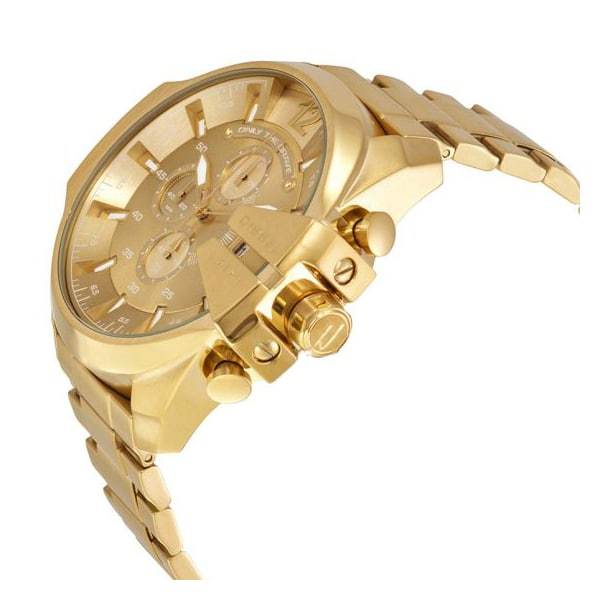 Diesel DZ4360 Mega Chief Chronograph Men's Watch – Gold Dial & Gold Stainless Steel Strap