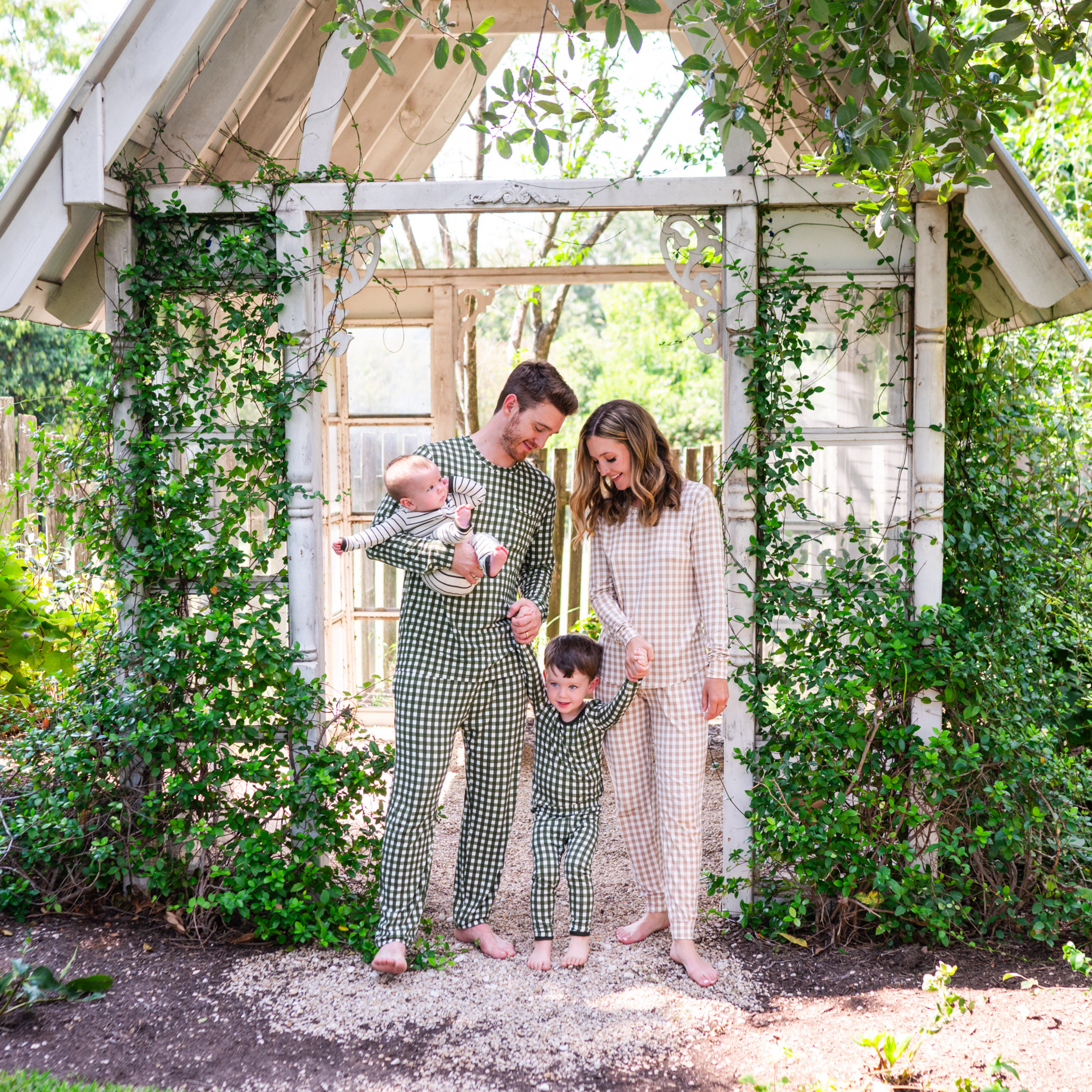 Long Sleeve Pajamas in Gingham Fir