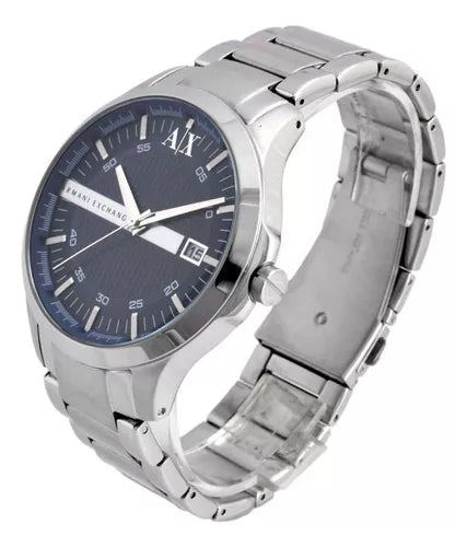 Armani Exchange Hampton AX2132 Men's Chronograph – Blue Dial with Silver Stainless Steel Bracelet