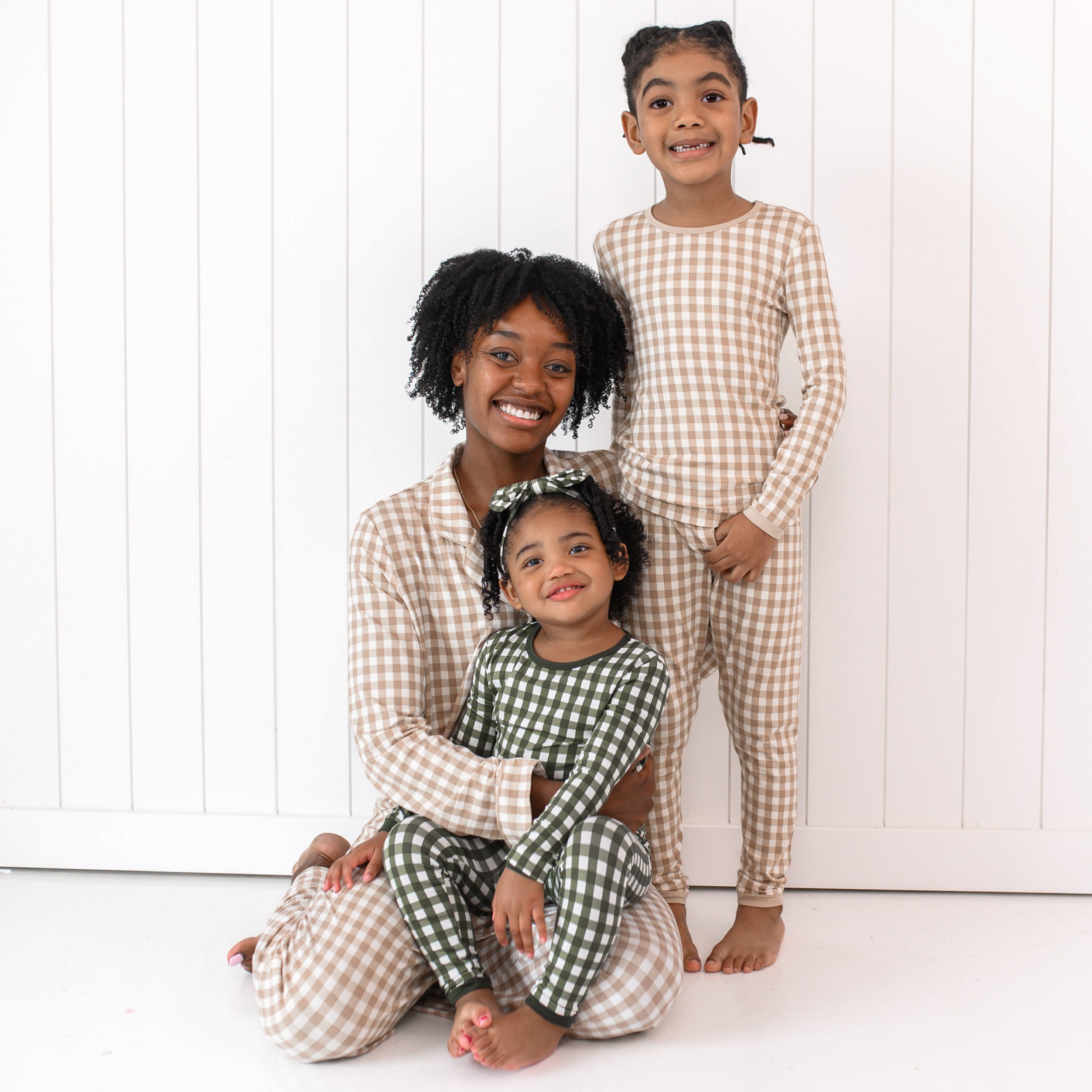 Long Sleeve Pajamas in Gingham Fir