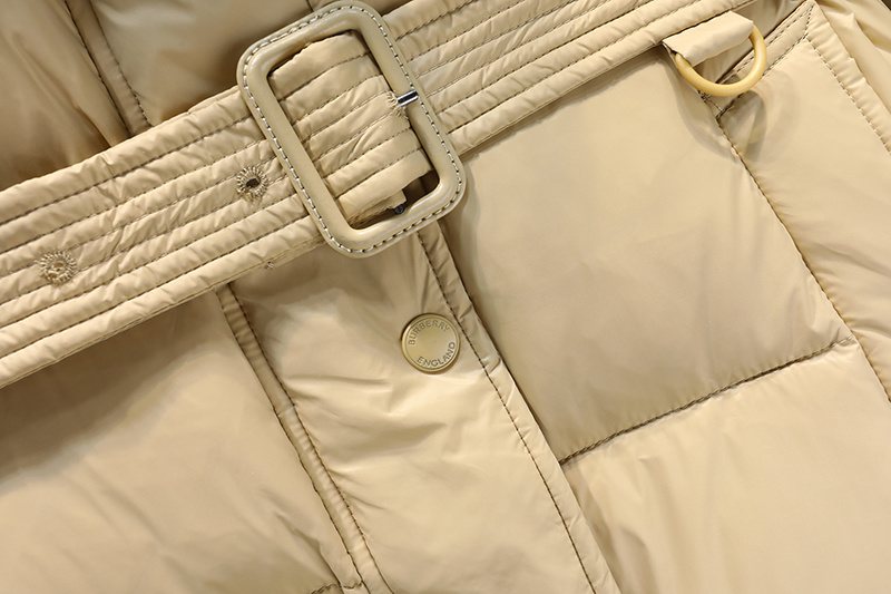 Burberry Removable-Hood Belted Long Down Jacket
