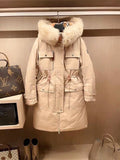 Burberry Removable Fur-Trim Hood Long Down Jacket