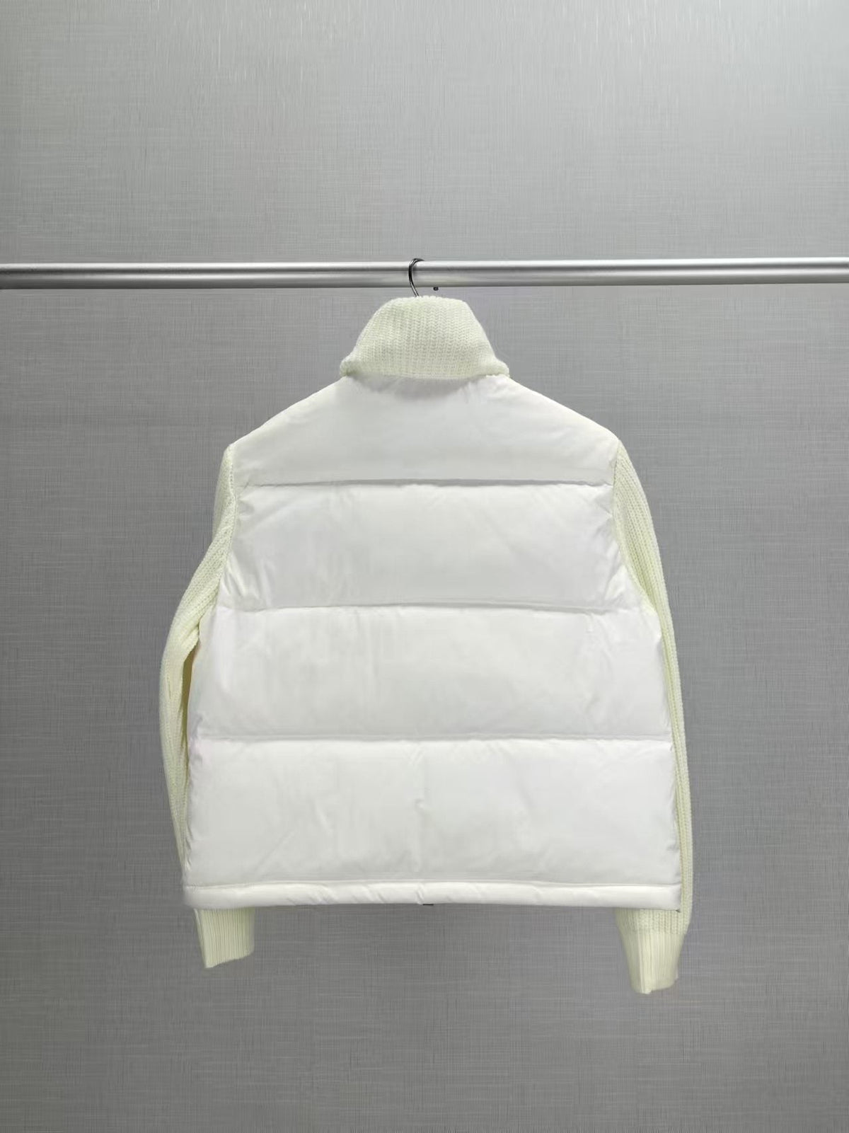 Moncler Women's High-Collar Knit-Sleeve Down Jacket