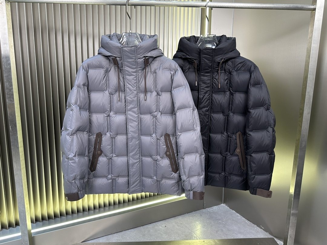 Zegna Quilted Hooded Short Down Coat