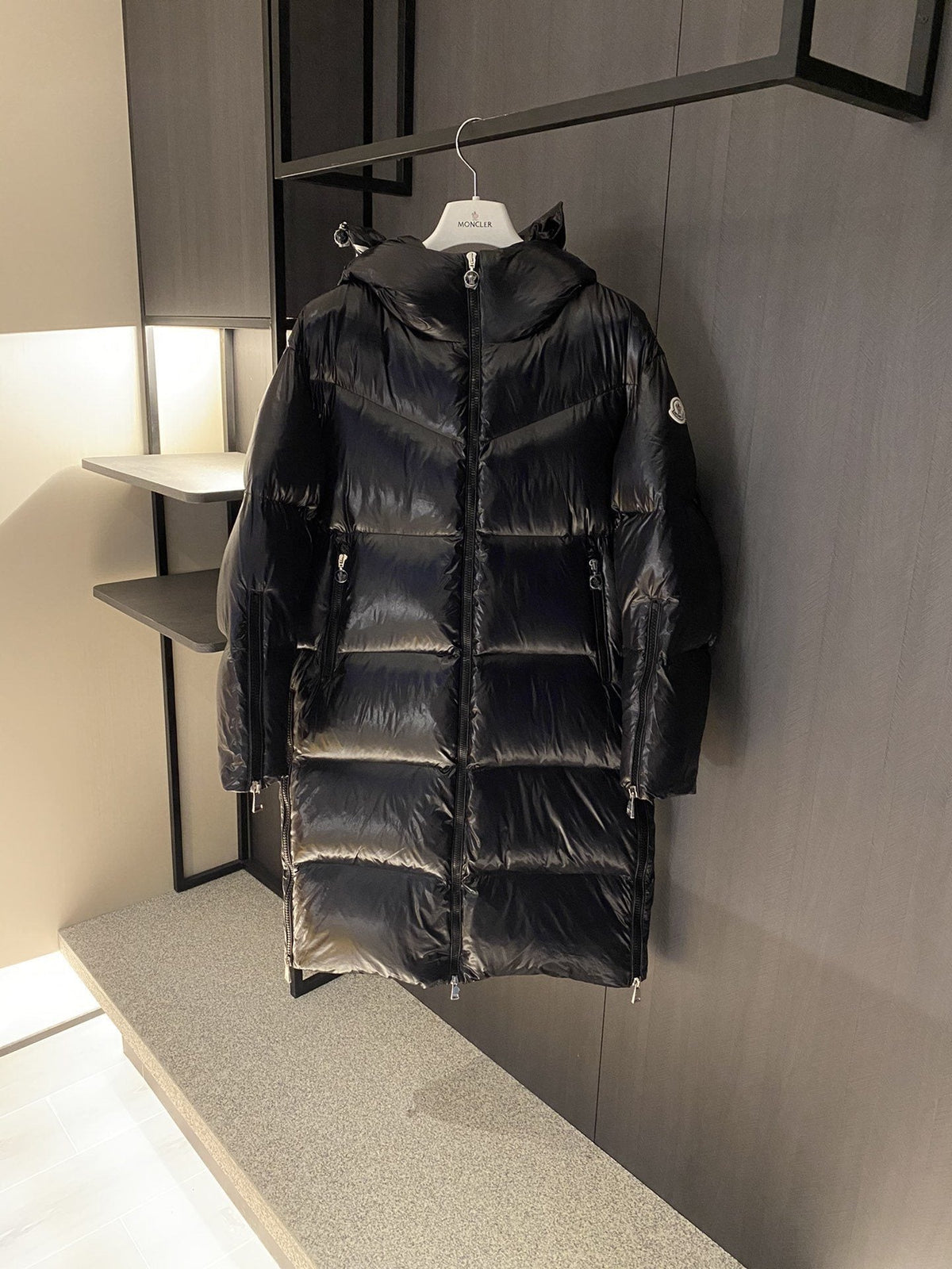 Moncler Hooded Quilted Long Down Coat