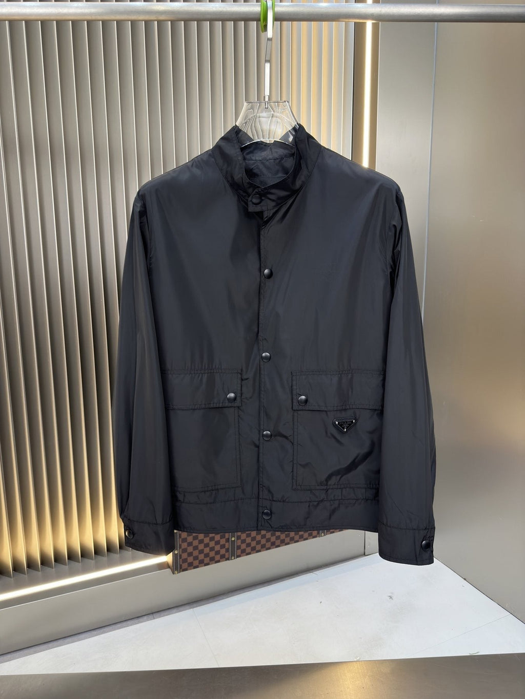 Prada Stand Collar Zip-Front Jacket
