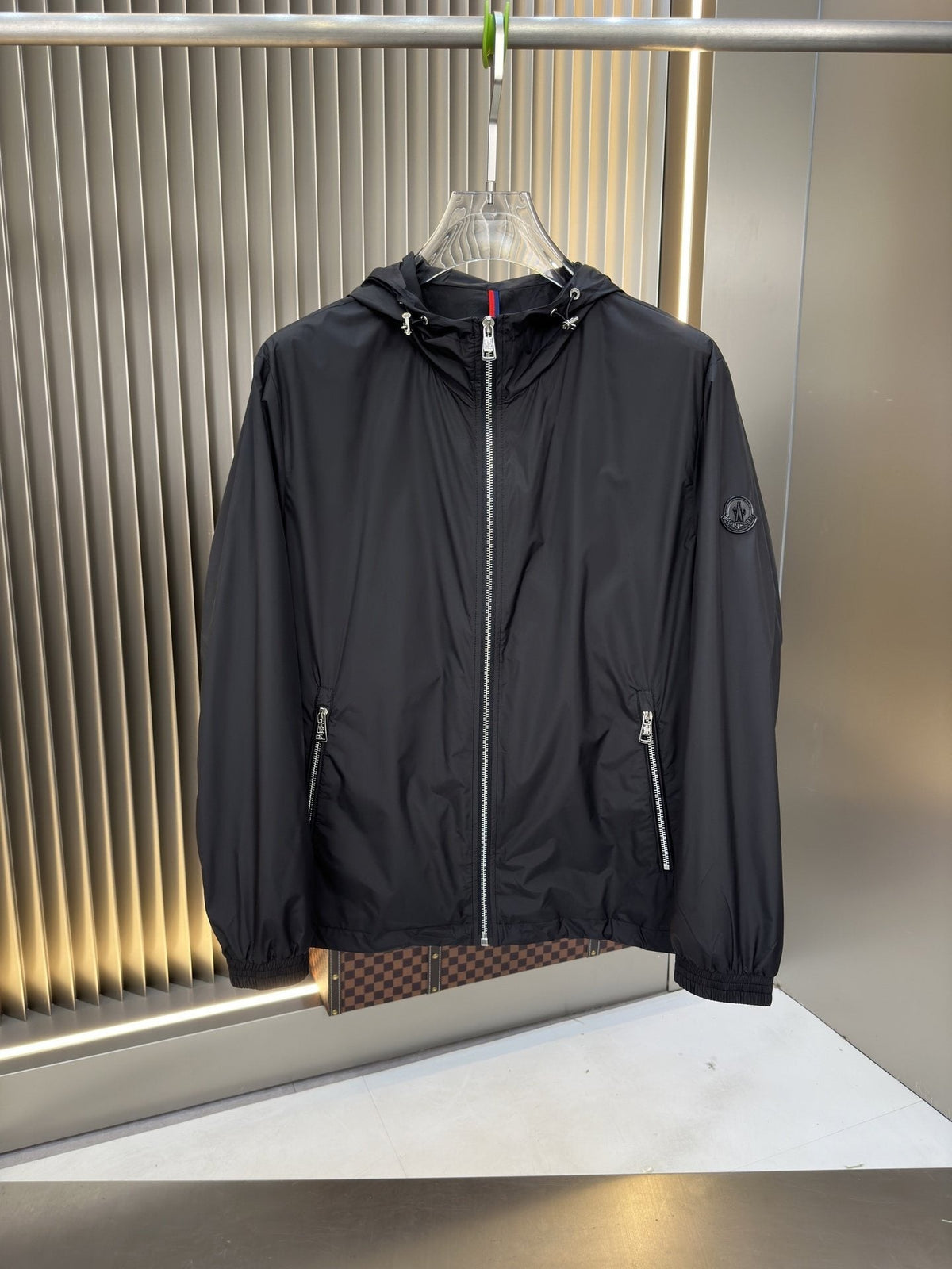 Moncler Hooded Contrast Trim Zip Jacket