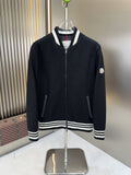 Moncler Black Striped-Trim Bomber Jacket