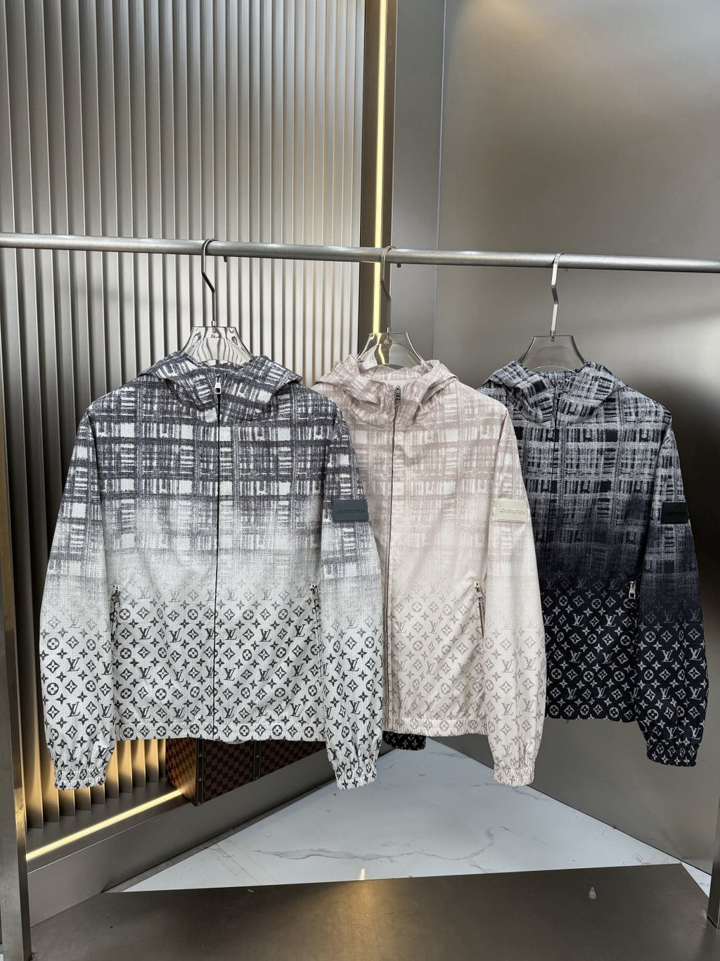 LV Gradient Panel Hooded Jacket