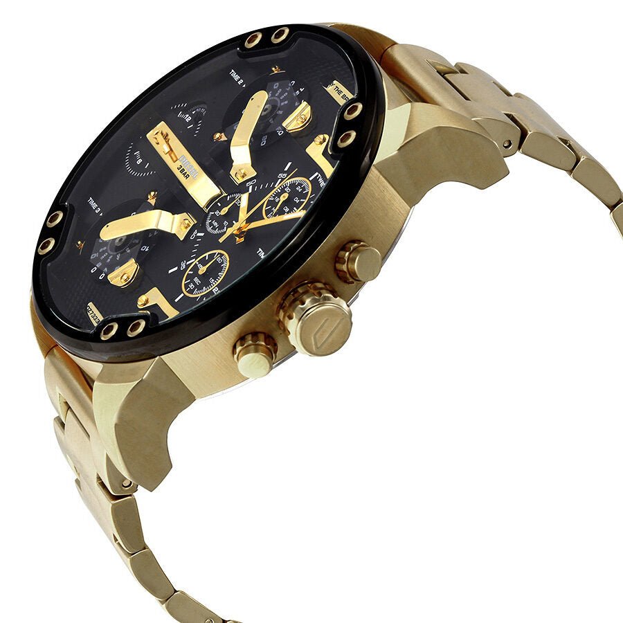 Diesel DZ7333 Mr. Daddy 2.0 Chronograph Men's Watch – Black Dial & Gold Stainless Steel Strap