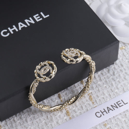 18K Double  Chanel Open Bracelet